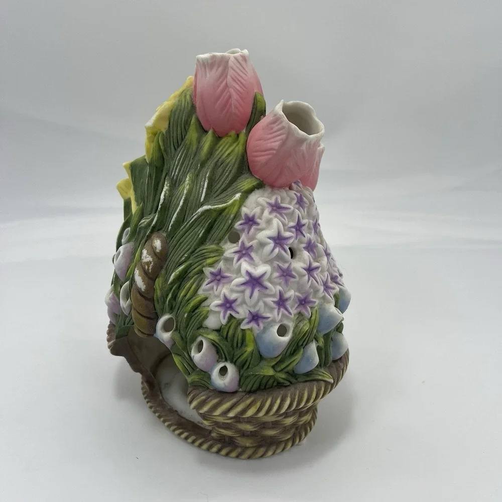 PartyLite Spring Flower Basket Tea Light Votive Candle Holder Easter VIDEO - Picture 6 of 10